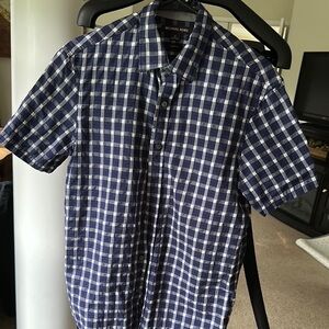 Michael Kors Blue and White Casual Button Down Shirt